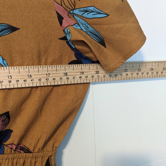 Mustard Yellow Floral Dress with Sleeves - Picture 2 of 7